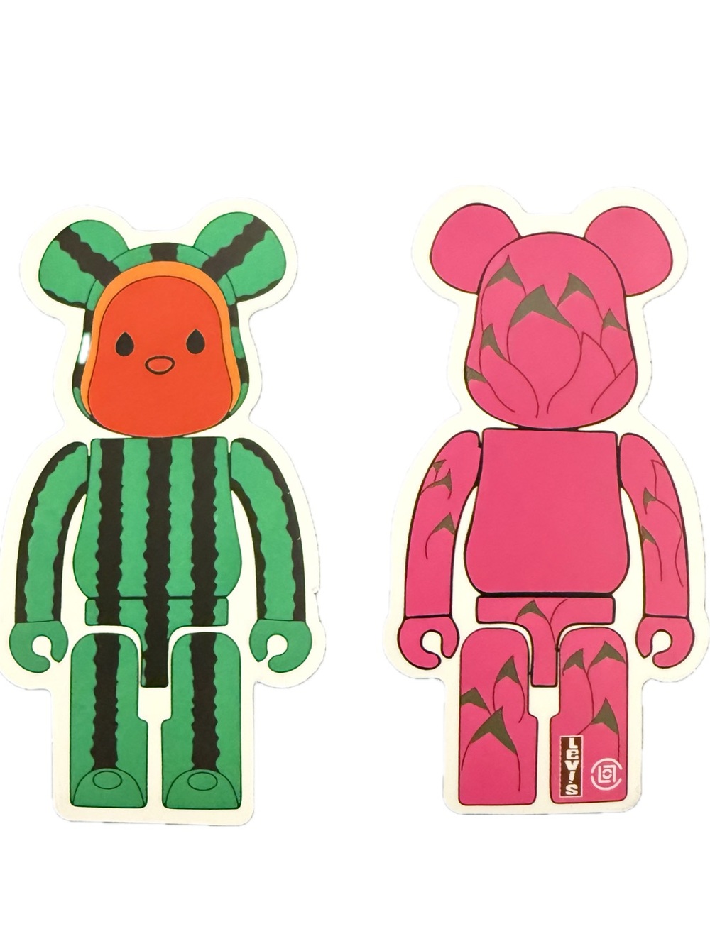 Bearbrick Style Sticker Lot Watermelon Levi’s Designer Art Toy Decals Set of 2